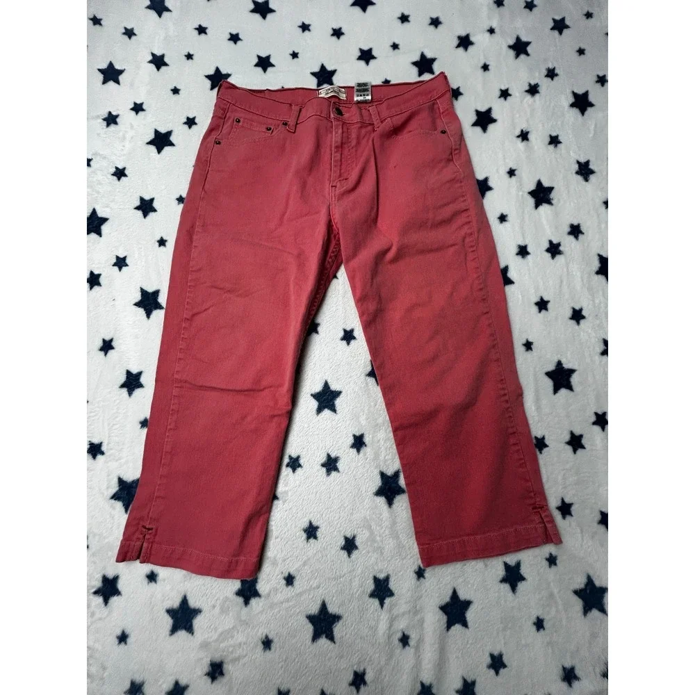 Levi Strauss Signature Stretch Capris Women's 16 Pink Cropped Denim Jeans